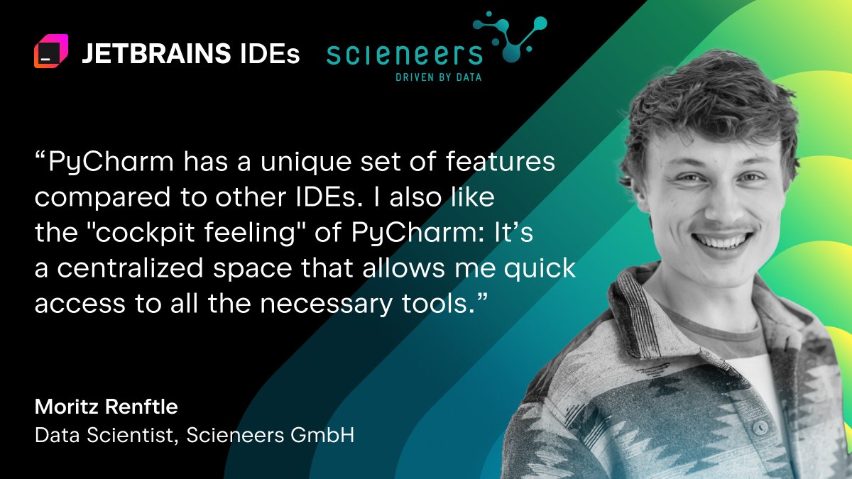 Here are just some of the reasons why Moritz from Scieneers uses PyCharm for data analysis: 🐞 Easy testing and #debugging on remote machines. 💪 Powerful refactoring capabilities. 💯 Advanced run configurations. Read more: 👉 jb.gg/scieneers