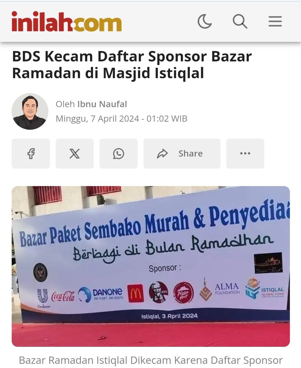 Umat Islam seperti diledek sponsor. Tapi jika ingat Istiqlal dikelola oleh sekjen Kemenag baru paham benang merahnya. Siapa dulu dong Menag nya?