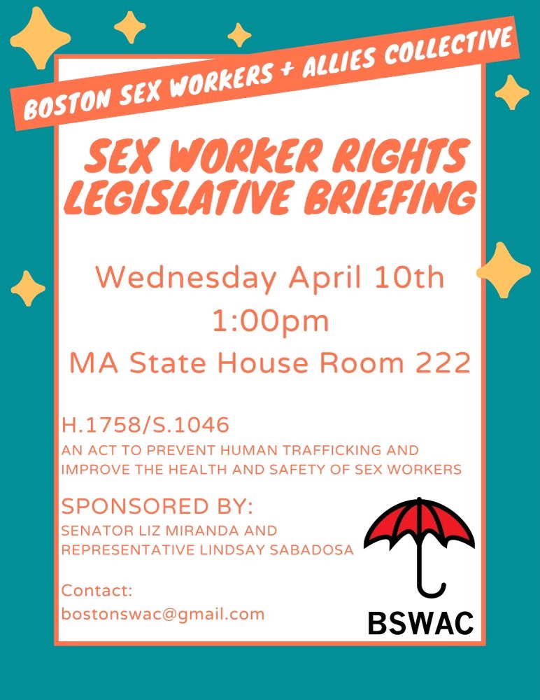 Today in Boston! Proud to be joining @bostonswac to make the case for sensible sex work policy.