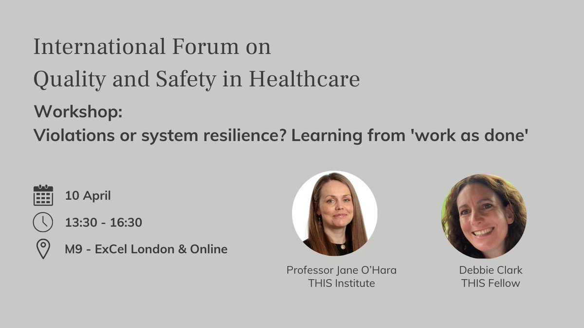 If you’re attending the @QualityForum in person or online today, join our Director of Research @janekohara & #THISFellow @deb_clark2 for their workshop on learning from 'work as done' at 13:30 #Quality2024 Learn more about fellowship Debbie’s project ths.im/4atmd1k