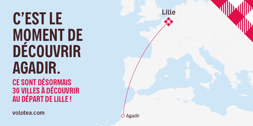 Voici nos nouvelles routes ! Découvrez vite les destinations de vos prochaines vacances sur volotea.com #Volotea #VoloteaCities #NouveRotte #Lille #Agadir