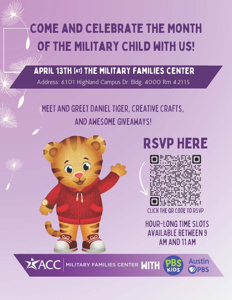 April is the Month of the Military Child. If you're around Austin this Saturday, a good time is in store for children at this event. Register: docs.google.com/forms/d/e/1FAI…