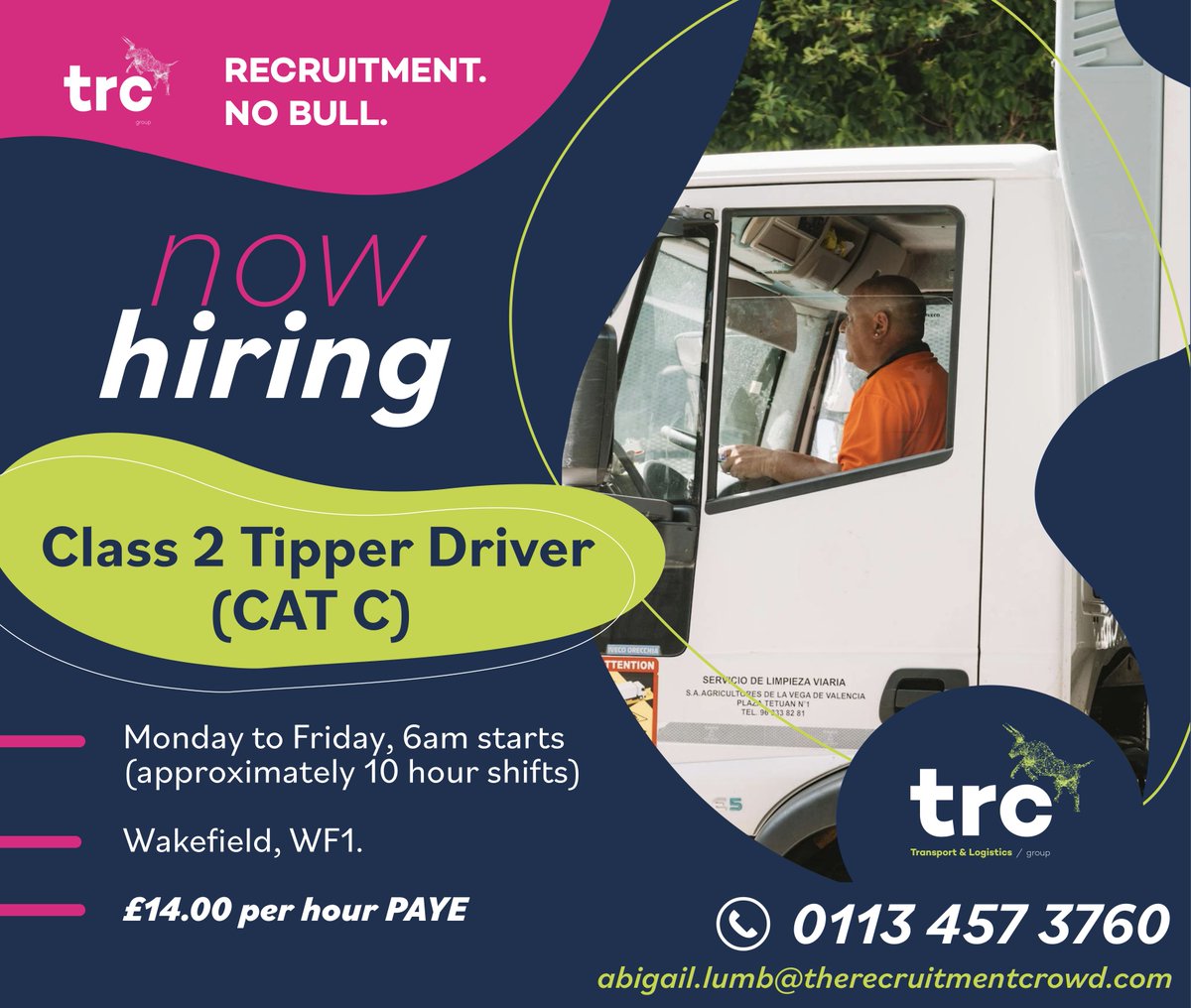 Our client is looking to recruit multiple Class 2 Tipper Drivers (CAT C + E) based in Wakefield. Interested? Get in touch with Abigail Lumb or apply via our website 👉 therecruitmentcrowd.com/jobs/class-2-t… #drivingroles #therecruitmentcrowd #nobull