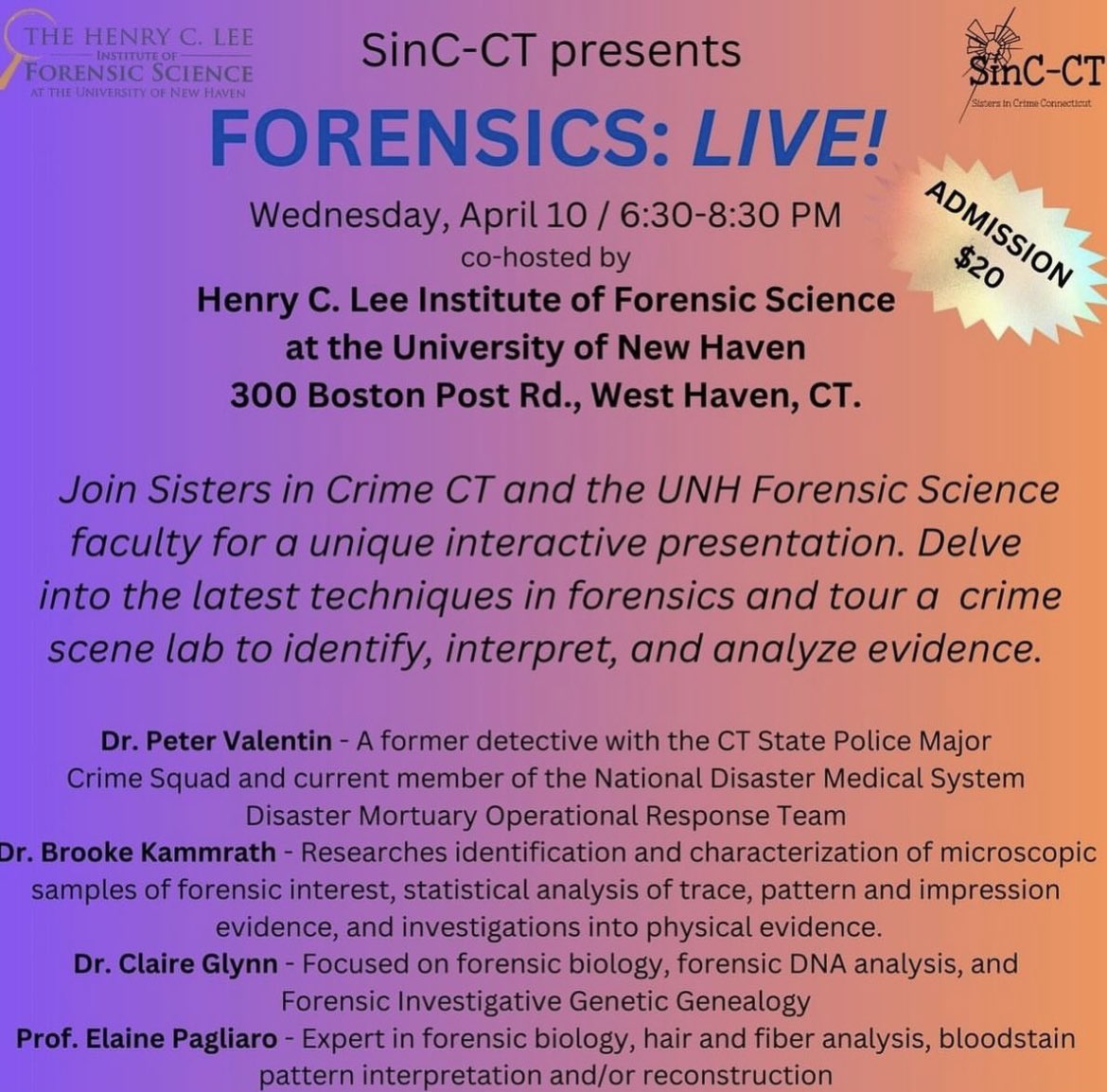 Tonight! Don’t miss this fascinating event at the @UNewHaven!