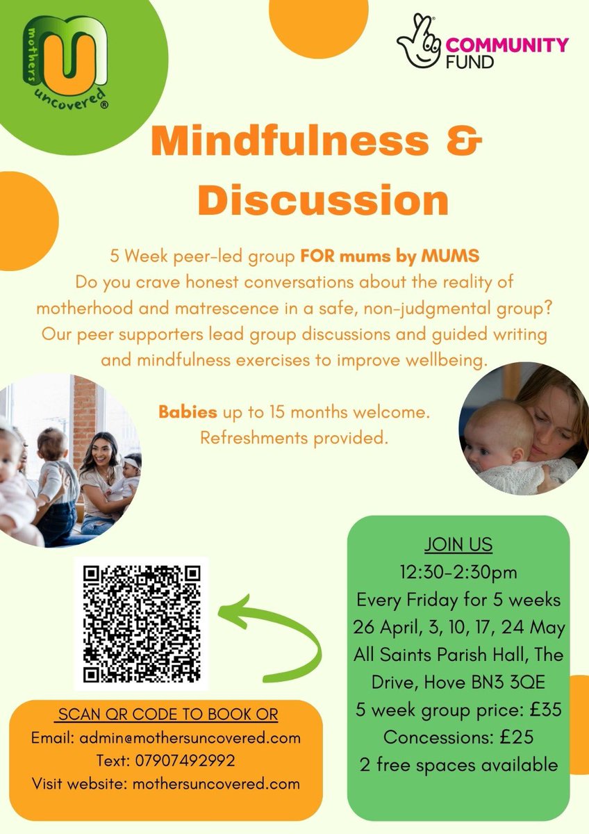 Calling #Hove based #mothers! We have a new peer support, peer-led group starting soon to explore #matrescence using mindfulness exercises & facilitated discussion- sign up tinyurl.com/9zmm8xbf or by emailing admin@mothersuncovered.com. You can be at any stage of #motherhood