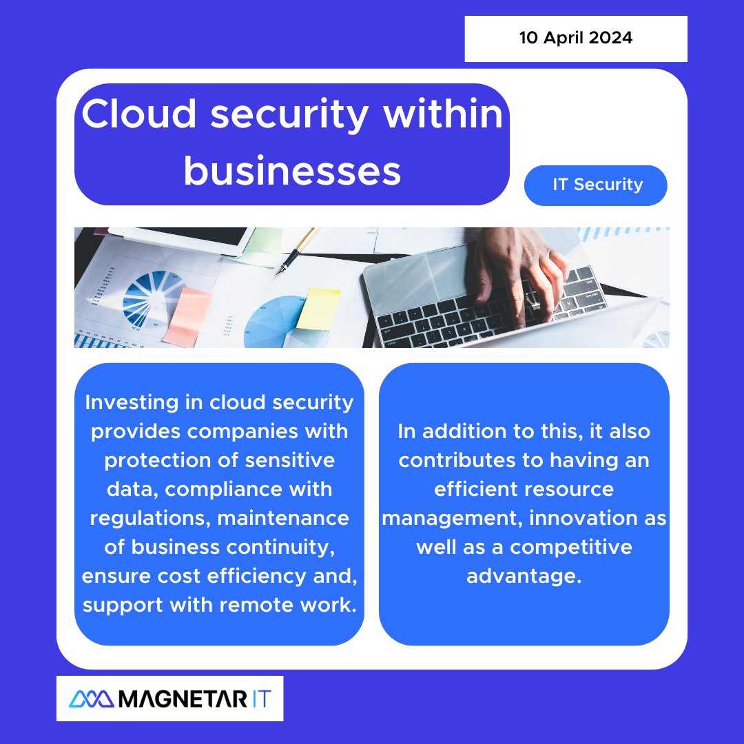 How can cloud security help businesses?✨ Here at Magnetar IT we can help businesses implement IT security protocols to ensure businesses and users remain safe and protected. ⚡ #magnetarit #ITsecurity #cloudsecurity #itconsultancy