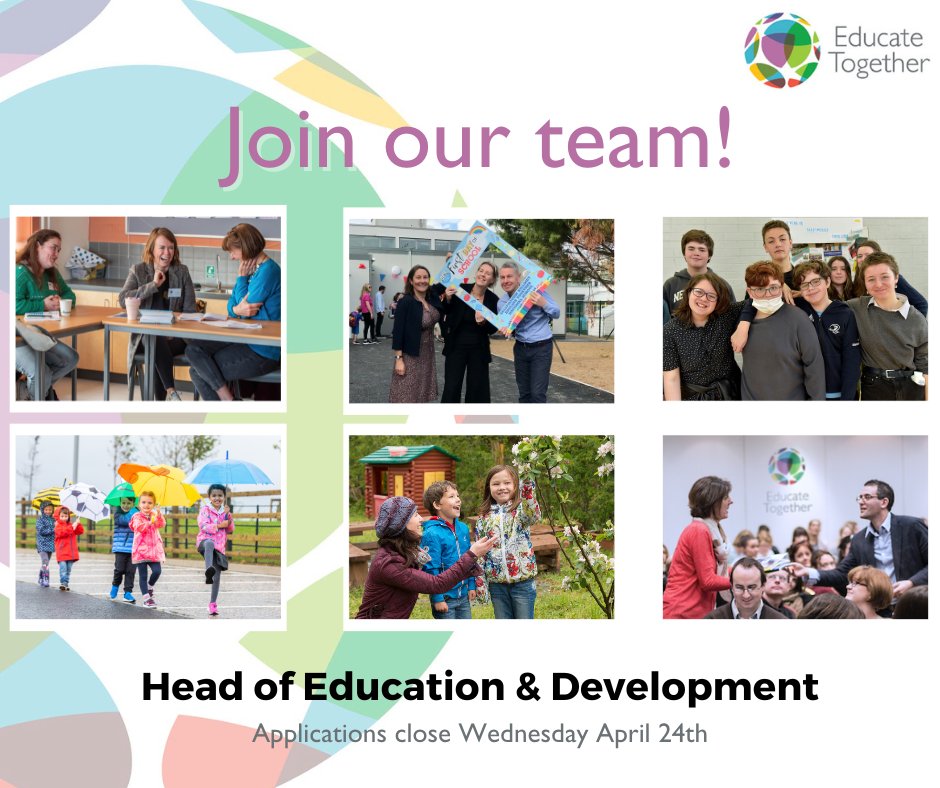 Join our team as Head of Education and Development! We're seeking a dynamic individual with strong educational knowledge to lead on education and growth at Educate Together. Deadline extended to April 24th. To apply, visit educatetogether.ie/about/careers/ #jobfairy