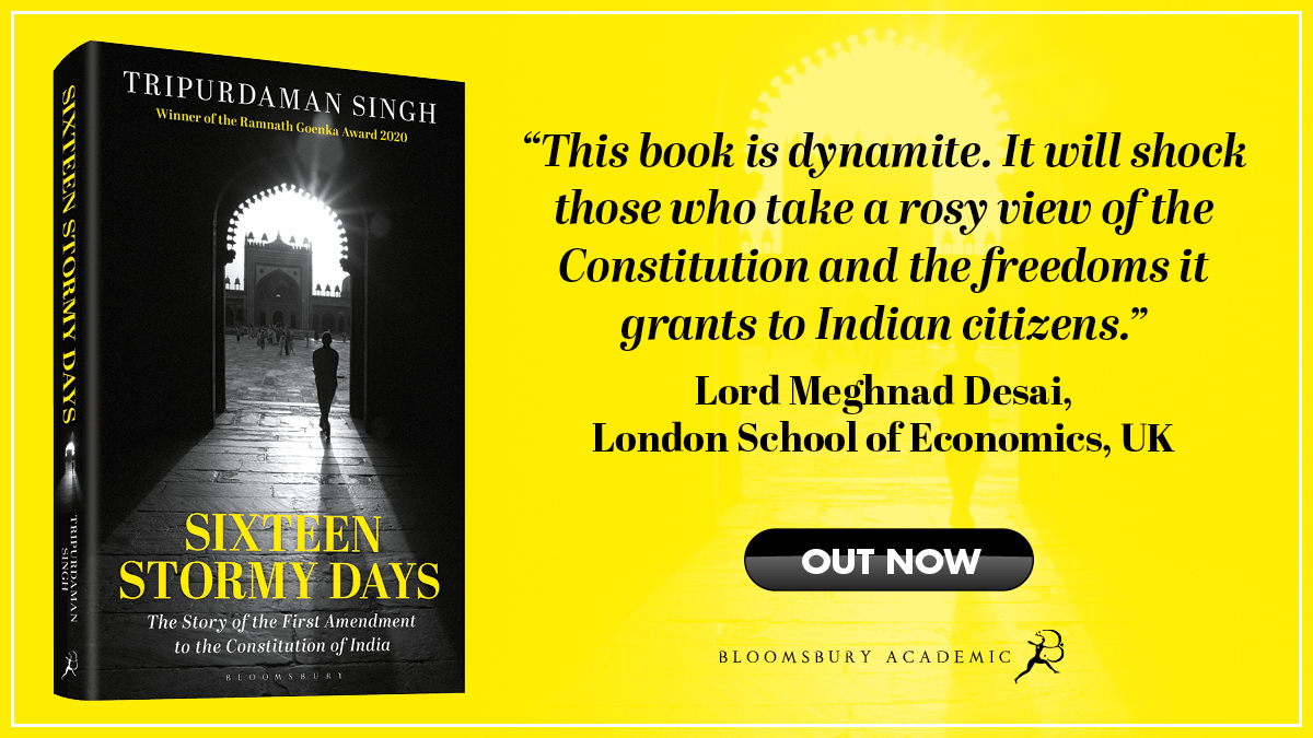 “This book is dynamite. It will shock those who take a rosy view of the Constitution and the freedoms it grants to Indian citizens.” Lord Meghnad Desai, Emeritus Professor, London School of Economics Sixteen Stormy Days by @tripurdaman is out now bit.ly/3HVIEzI