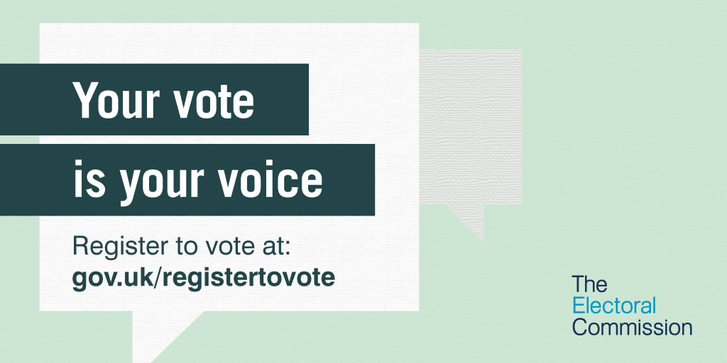 🗳️ The deadline to register to vote for May's local elections is fast approaching! Register to vote by 11.59pm on 16th April to make sure your voice is heard on May 2nd. Registration takes 5 minutes, and you can do it online: bit.ly/3Ub50nF
