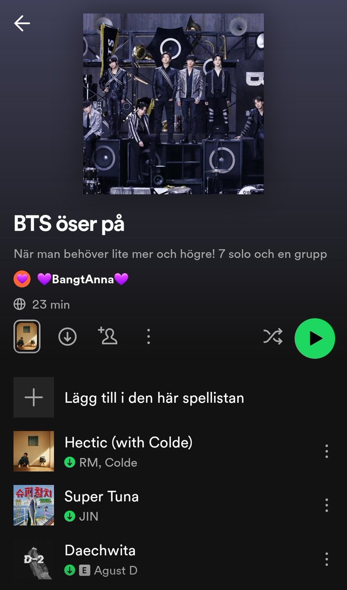 Jag har gjort en kort spellista som en liten introduktion till nya/gamla/ALLA Army. 😊 Ibland vill man bara ha något snabblyssnat med bra musik! Varsågod, sprid vidare till nån du tror är intresserad. 💜 @ArmyBase_Sweden *ping*🫶