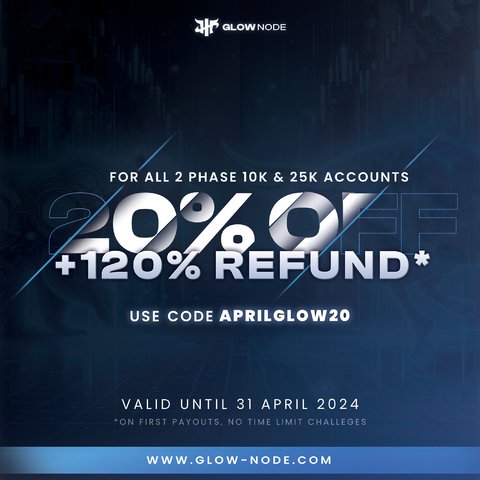 Not trading with @GlowNodefx yet? UK based ✅ We allow News trading ✅ Undenied payouts ✅ Choose your DD✅ No time limit ✅ Multiple trading platform ✅ No consistency rule ✅ Discount Code: APRILGLOW20 for 20% off + 120% refund cart.glow-node.com/referral/aff/4…