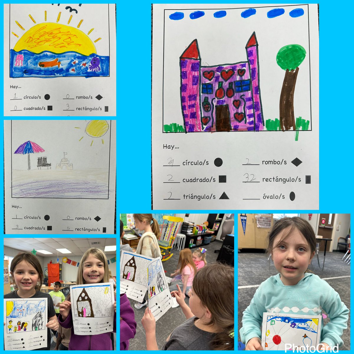 2nd graders @NBEbulldogs learn about formas(shapes) in Spanish and create their own drawings after reading “The Shape of Things”.