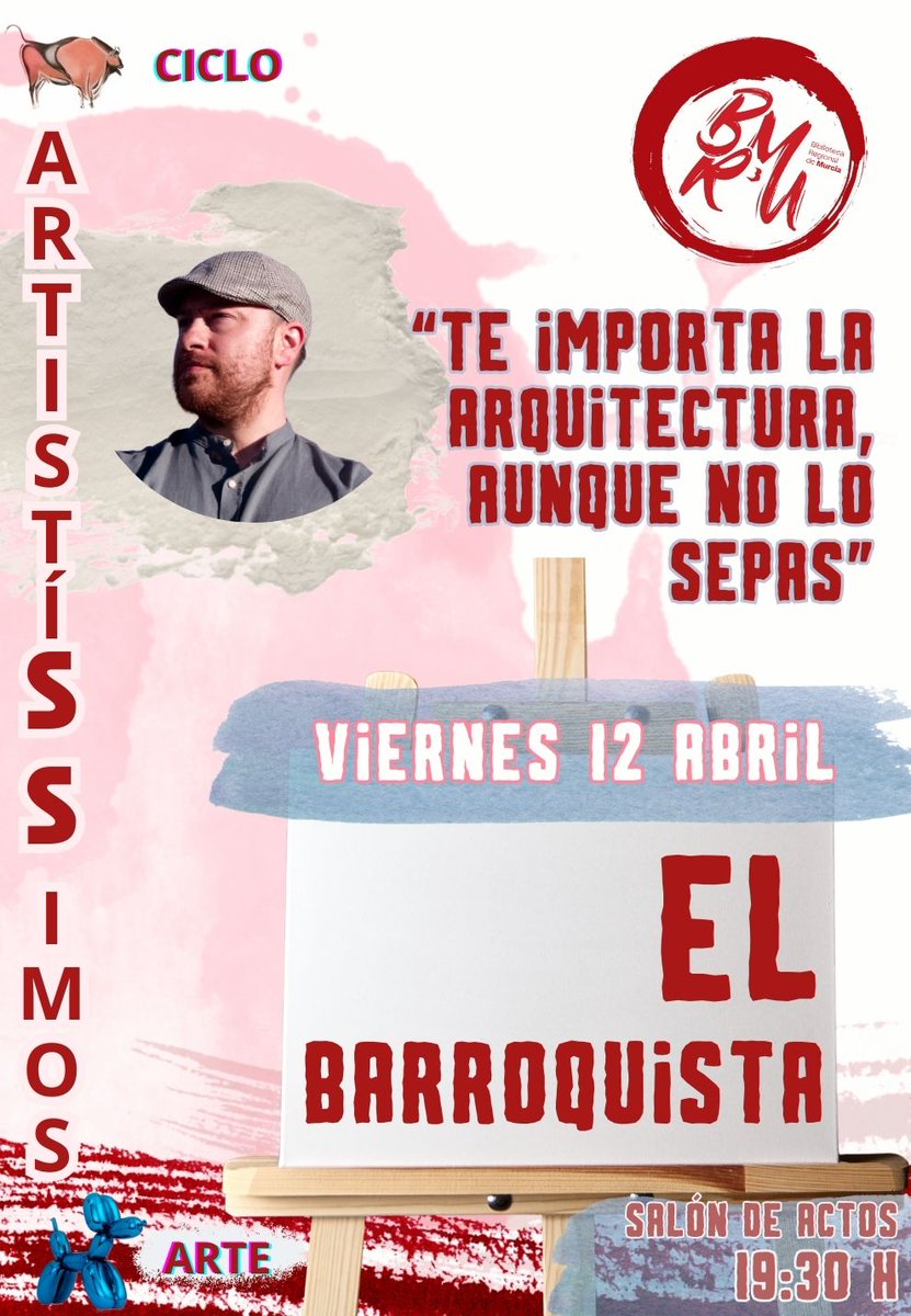 Vuelve nuestro ciclo #ArtistíSSimos con nada menos que @elbarroquista. Historiador del arte y la arquitectura que arrasa en redes con sus hilos sobre #OtraHistoriaDeLaArquitectura presentado por @soylaheredera 🗓️Viernes, 12/04 ⌚️19:30 h. + info: bibliotecaregional.carm.es/agenda/ciclo-a…