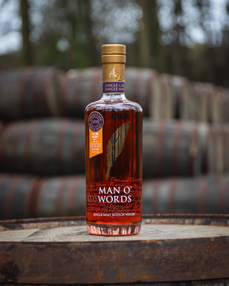 This is Man O’Words Cask 397, our first ever Fino Sherry aged, unpeated, single cask single malt. This whisky has perfectly balanced notes of sweet fruits, offset with a subtle hazelnut and walnut finish. Available at our distillery shop and online -> bit.ly/3IKzkPu