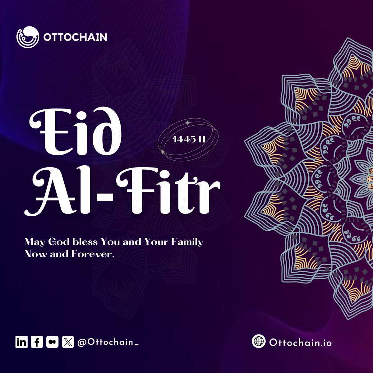 🎉 Eid Mubarak! May this Eid bring you happiness, peace, and prosperity! 🎊Ottochain wishes you a Happy Eid celebration to you and your loved ones #OTTO #COSMOS #NEAR #OCT #BTC #ETH #EidAlFitr2024