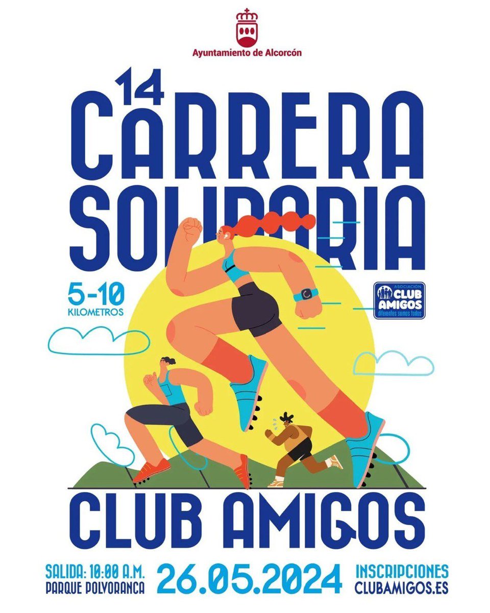 🏃🏻‍♀️🏃🏻‍♂️ ¡Únete a la carrera solidaria del Club Amigos (@asoclubamigos) de #Alcorcón el 26 de mayo y corre por una buena causa! 🎽 Consigue tu dorsal en clubamigos.es ¡Nos vemos allí!