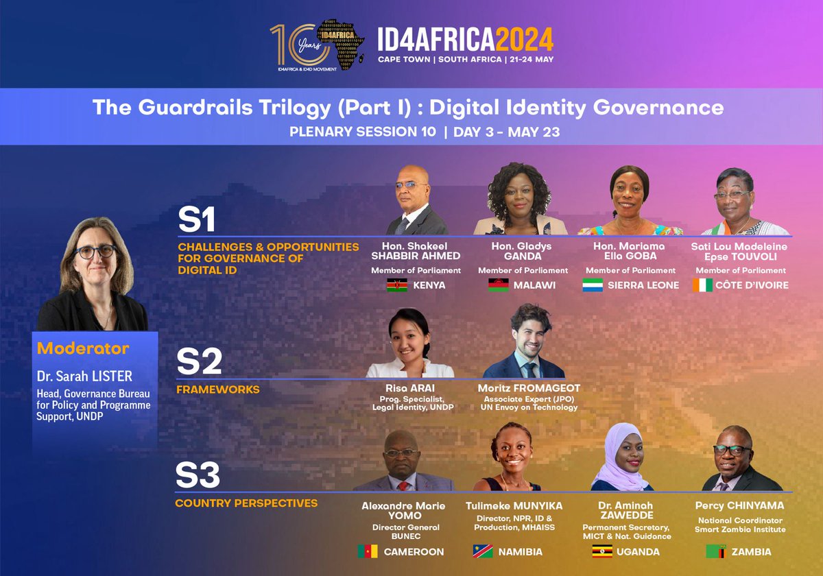 The Guardrails Trilogy @ID4Africa 2024 Don't miss Pt 1 of the Trilogy (PS10) which features Parliamentarians, Development Experts and Identity Practitioners weighing in on the topic of Digital Identity Governance. Registration: id4africaevents.com/2024/registrat… See you in Cape Town!