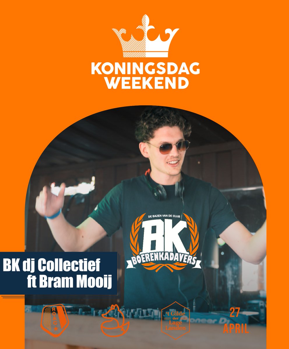 Na de bands wordt Koningsdag afgesloten door een bijzondere samenwerking. De gasten van het BK dj Collectief samen met de dj van dit moment: Bram Mooij!