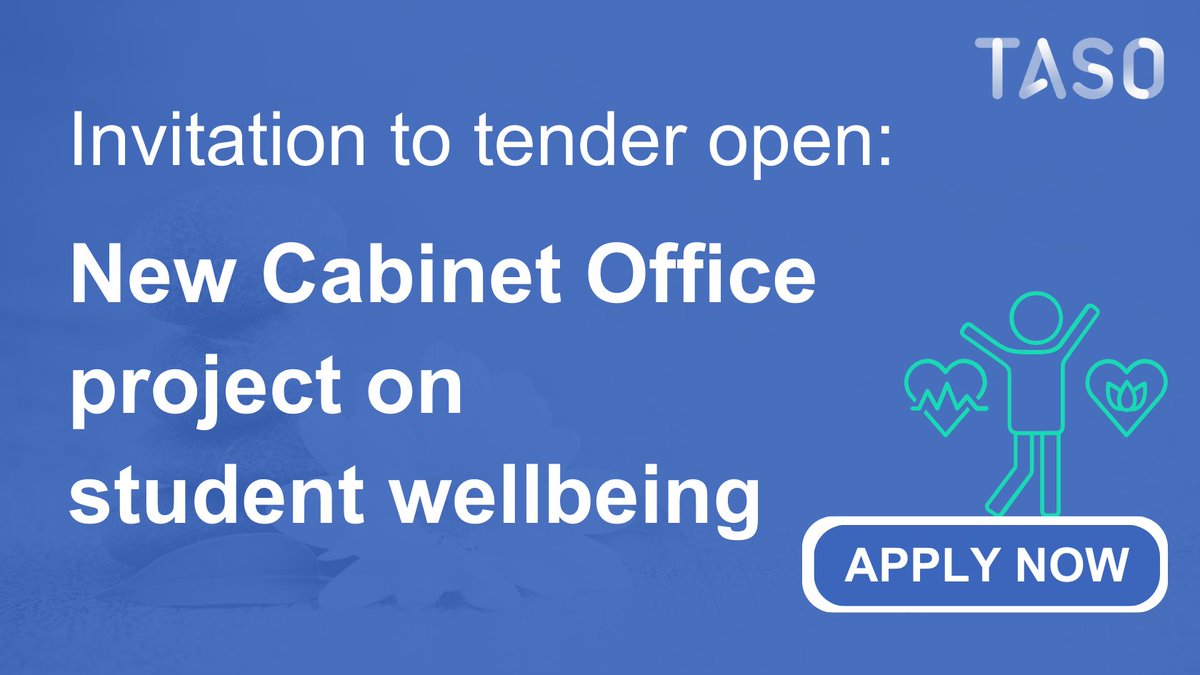 Invitation to tender now open! 📣 Calling all HE providers using analytics to inform student wellbeing & mental health support! Want to participate in a RCT on the impact of wellbeing interventions prompted by analytics? Find out more & apply now: taso.org.uk/research/contr…