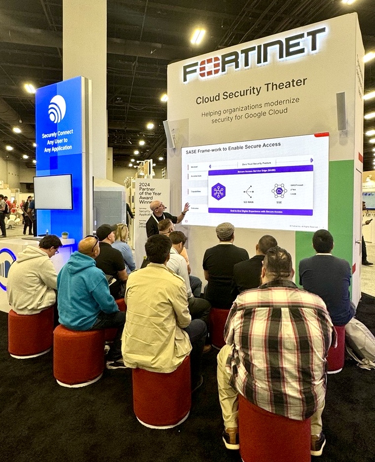 Today at #GoogleCloudNext, #Fortinet's Ali Bidabadi and Susaant Kondapaneni from @GoogleCloud presented on using generative #AI to secure cloud workloads with @Fortinet and Google Cloud. 👉 Catch it again this Thursday at 12pm PT at Cloud Theater 2: ftnt.net/6015w9jMJ