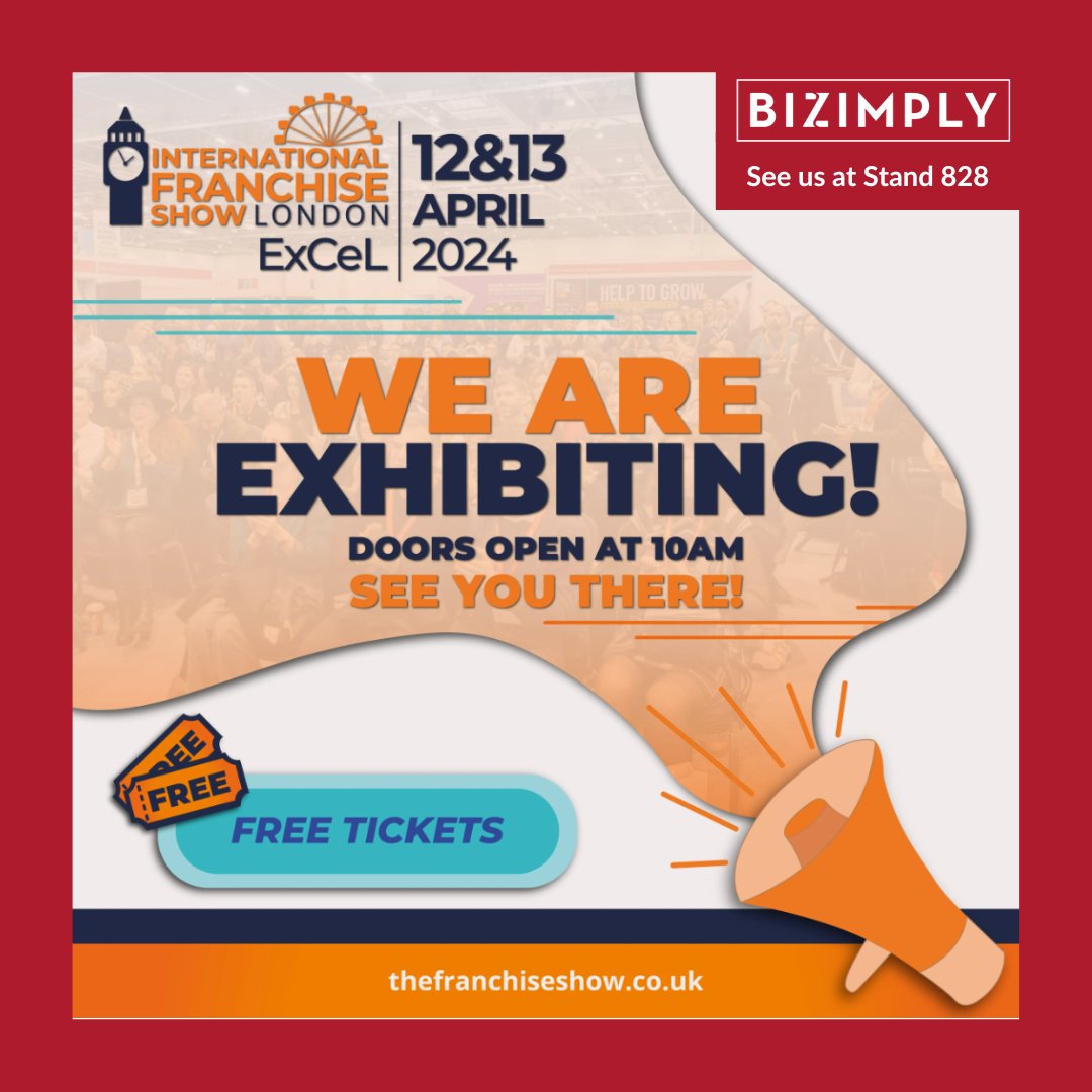 Join us this weekend at The Franchise Expo, at stand 828 at the ExCel London! ✨

Discover how Bizimply simplifies employee rotas and optimises labour costs with our team!

Register for your free ticket here: hubs.la/Q02sn55g0

See you there! 👋 @FranchiseShowUK