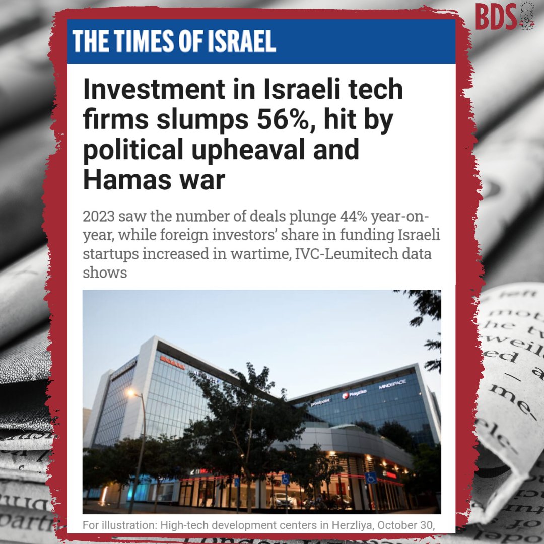 In 2023, investment in Israeli tech firms plummeted by 56% compared to 2022. #ShutDownNation