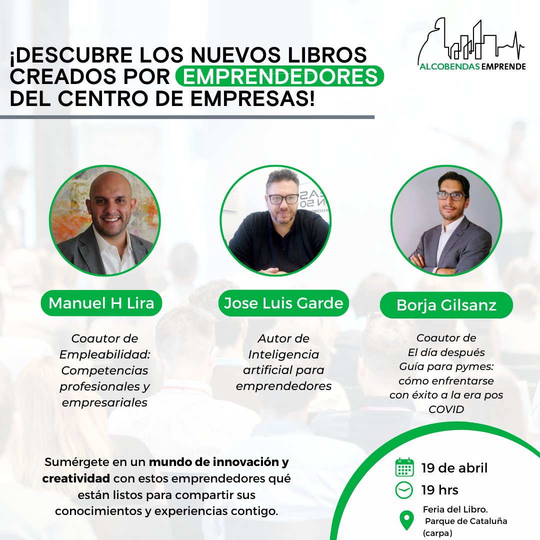 🎉 Te invitamos al evento de lanzamiento de tres emocionantes libros escritos por emprendedores del centro de empresas 🗓️19 de abril 🕒 19 hrs 📍 Feria del Libro.Parque de Cataluña (carpa) Más información ➡️alcobendas.org/es/actividad/i… #Librosemprendedores #alcobendasemprende