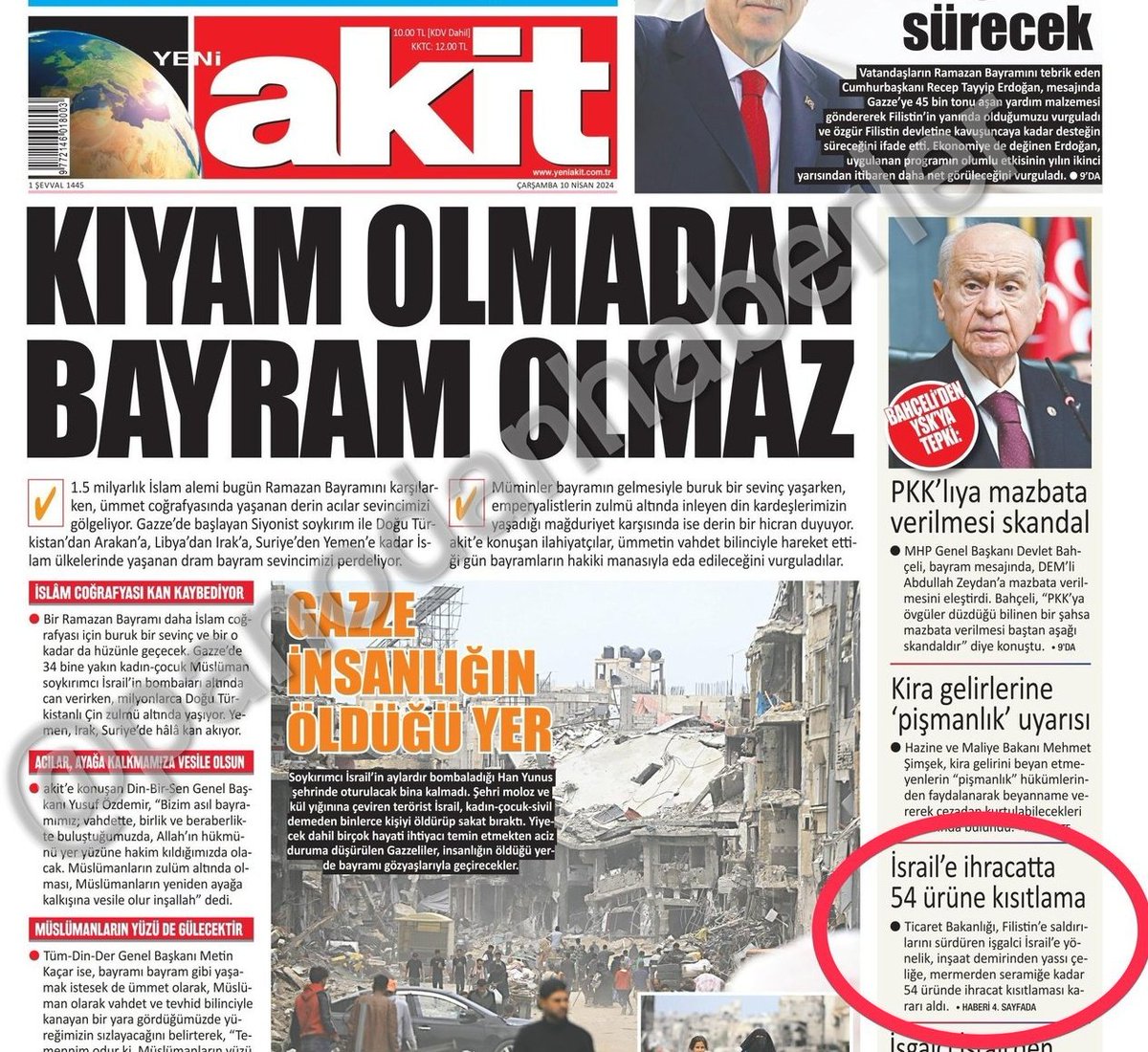gerçekler @yeniakit ile anlaşılır: ilk kupür manşet, ikinci kupür sağ alt köşe.