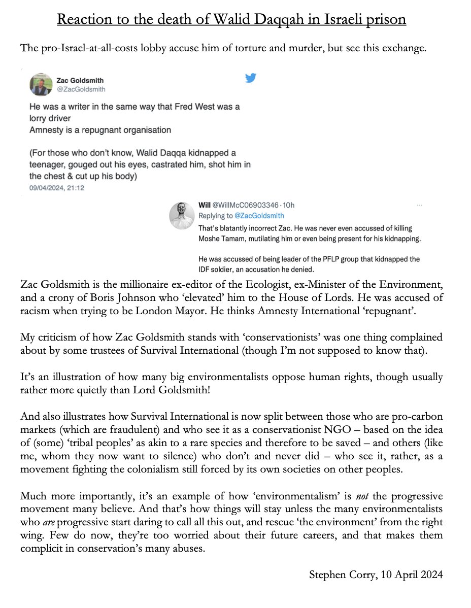 Lord Goldsmith's reaction to the death of Walid Daqqah exposes something rotten at the heart of many conservationists. A statement 👇 @WillMcC06903346 @gathara @VMatiru @the_ecologist @TheGreenParty