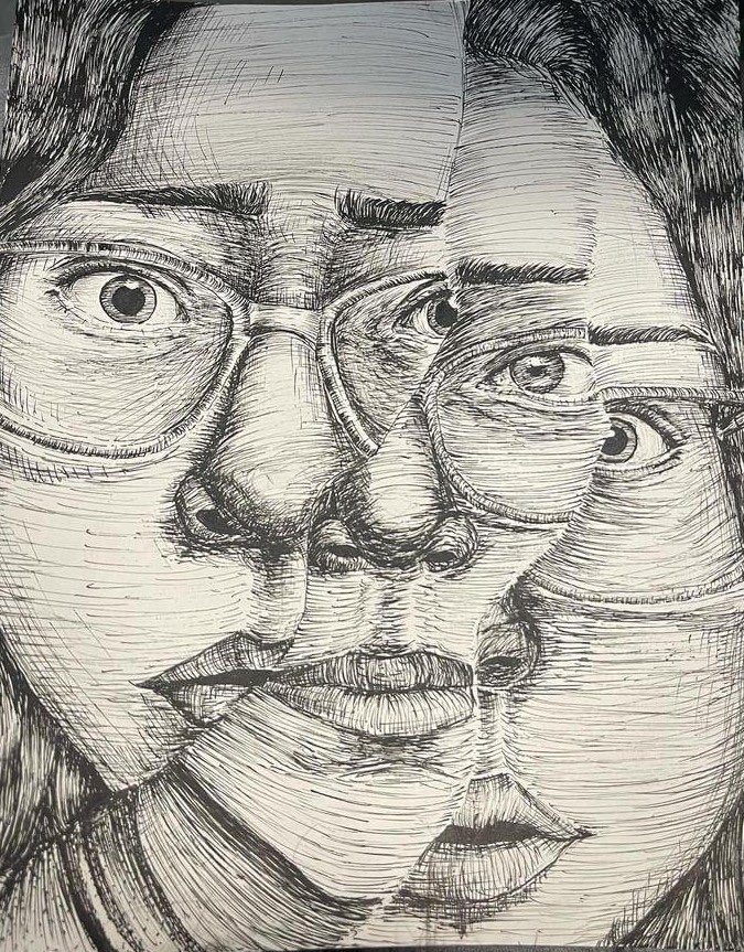 Congratulations to Lluvia Aguilar, who qualified to State VASE w/ her captivating pen&ink drawing! She used markmaking techniques& india ink to build up value for a portrait of mixed emotions. Excited to see where Lluvia goes in the arts 🥰 @AldineArt @CarverHS_AISD @LW_est1980