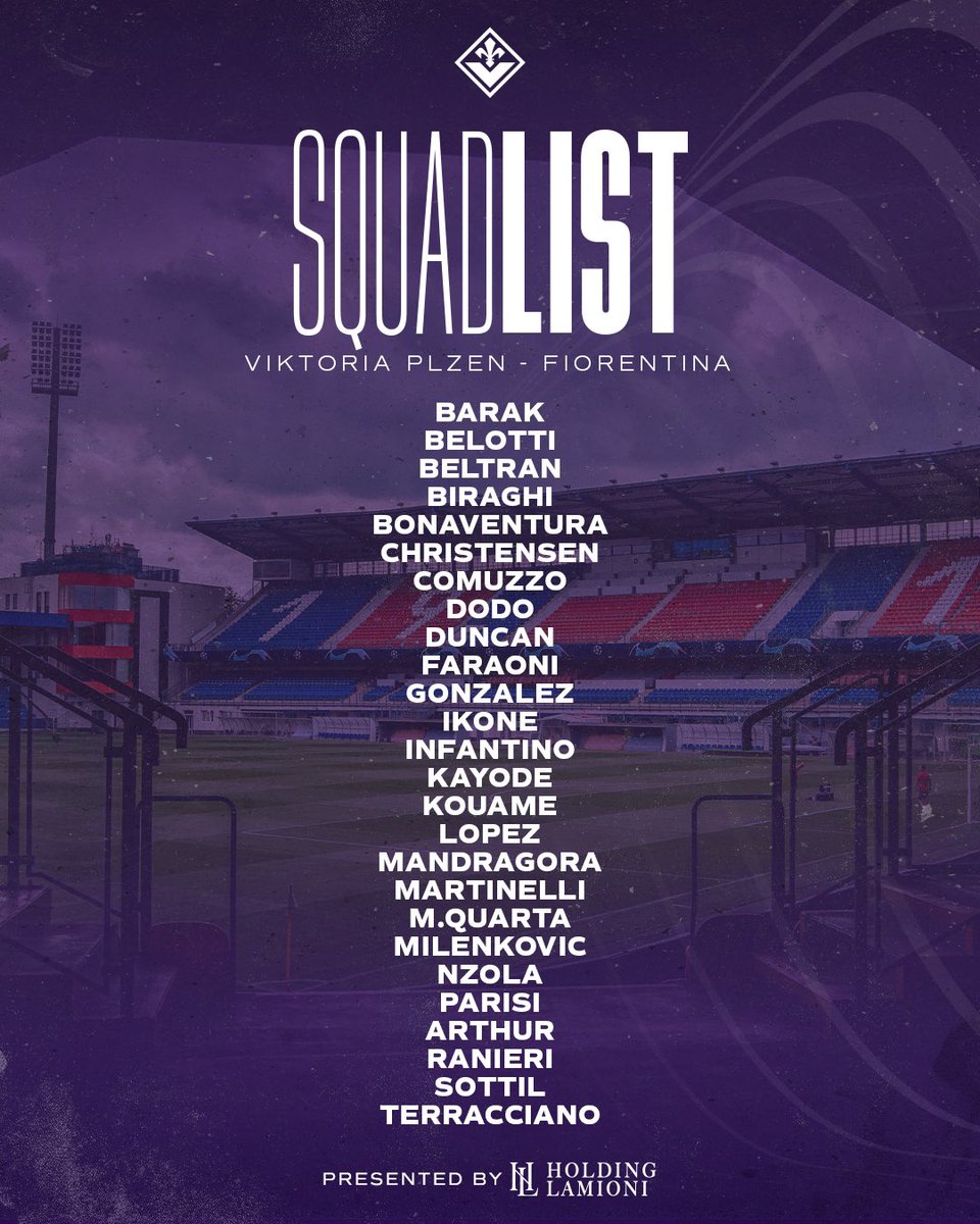 SQUAD LIST | 📄 The Viola players to face Viktoria Plzen ⚜️ #ForzaViola #Fiorentina #ACFFiorentina #UECL