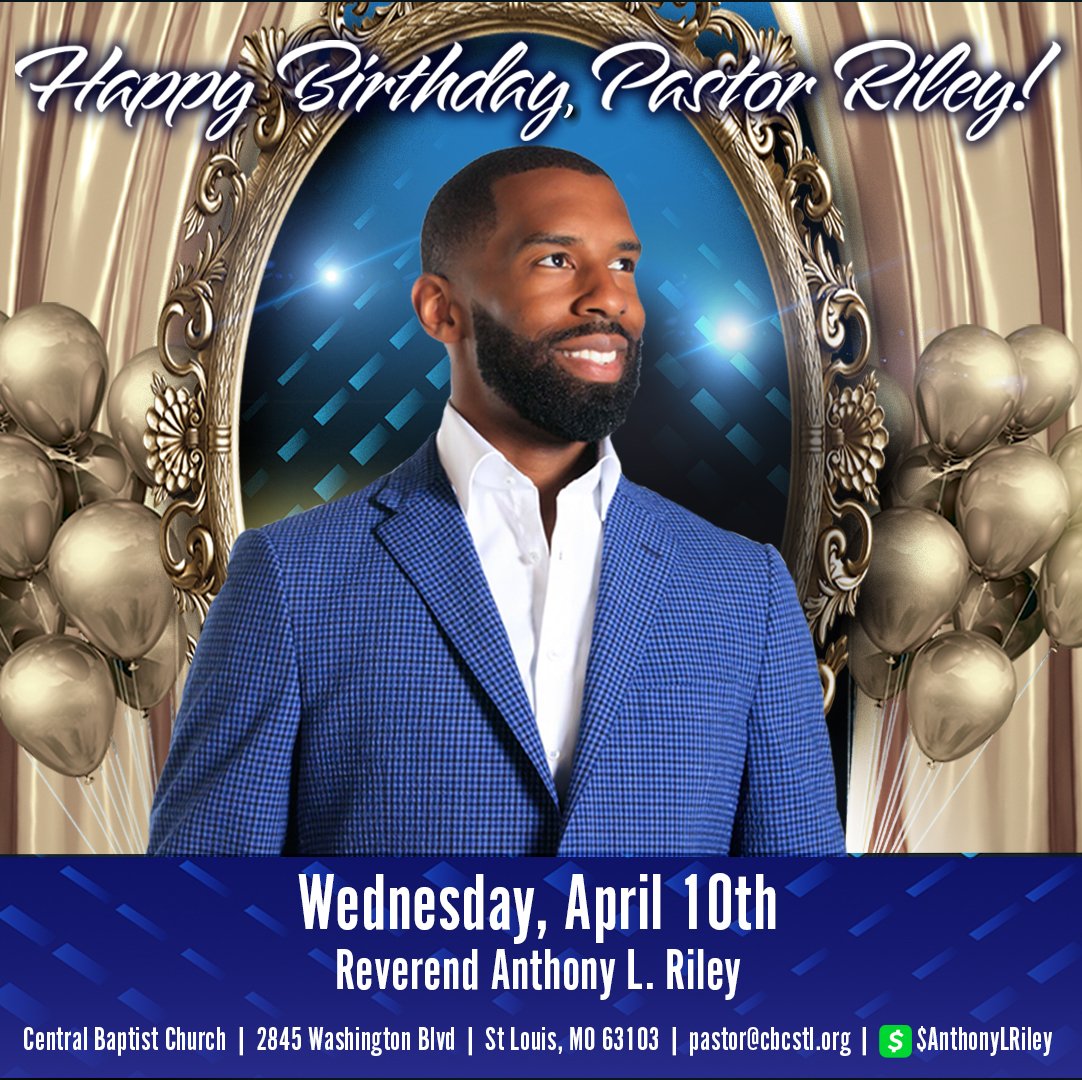 cbcstl's tweet photo. "This is the day that the Lord has made; let us rejoice and be glad in it." - Psalm 118.24 (NSRV)
Happy Birthday, Pastor Riley!! ๐๐๐
May the presence of God fill you with joy and peace that surpasses all understanding.
#hesable #givingawaymyjoy #celebratinglife https://t.co/QTR3qPSvlp