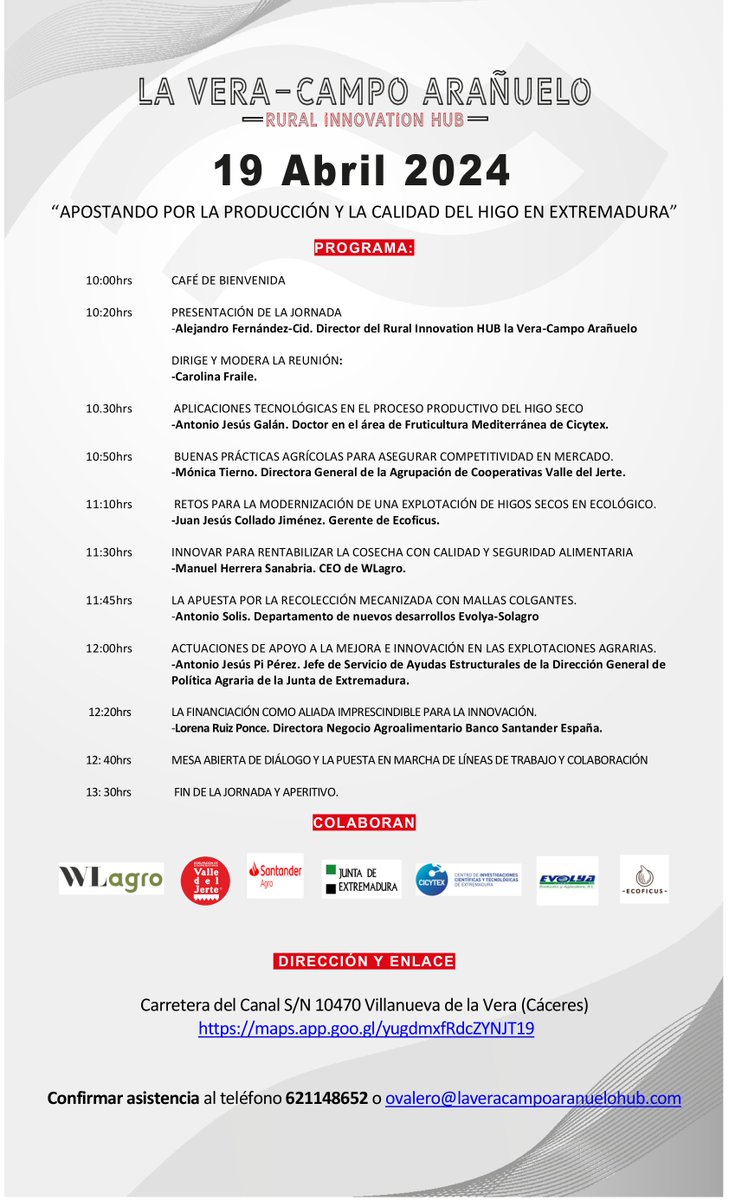 🙋‍♀️Los amigos de @VeraAranueloHub organizan esta interesante Jornada centrada en el cultivo de la higuera 👉El higo, una gran alternativa de cultivo en regiones como Extremadura, la cual es la mayor productora en 🇪🇸 👨‍🔬Participa CICYTEX y más ponentes🔝 ✍️Inscríbete por 📧☎️