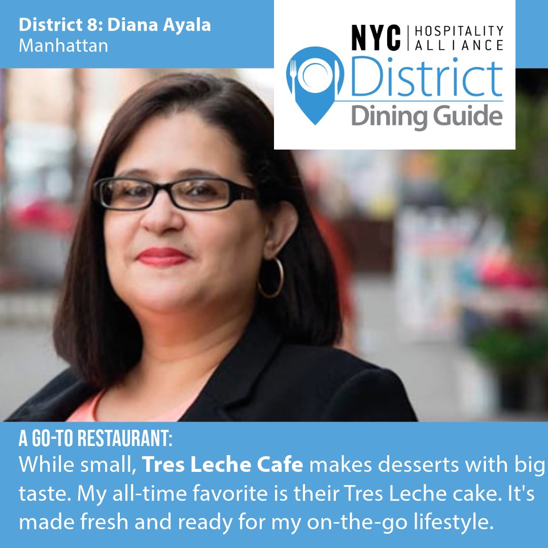 Yes please @DianaAyalaNYC 😋 Go-to order: The Tres Lech Cake Go get yourself a slice folks at Tres Leche Cafe Read listing: thenycalliance.org/news-item/dist… NYC Hospitality Alliance’s District Dining Guide