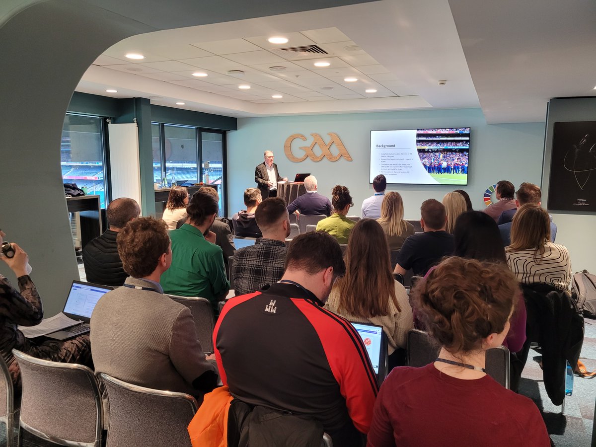 Céad míle fáilte from @CrokePark in Dublin, where the @officialgaa's local dissemination event is being opened by @petercrokepark Peter McKenna and his keynote speech on the need for activating the sports sector for sustainability.