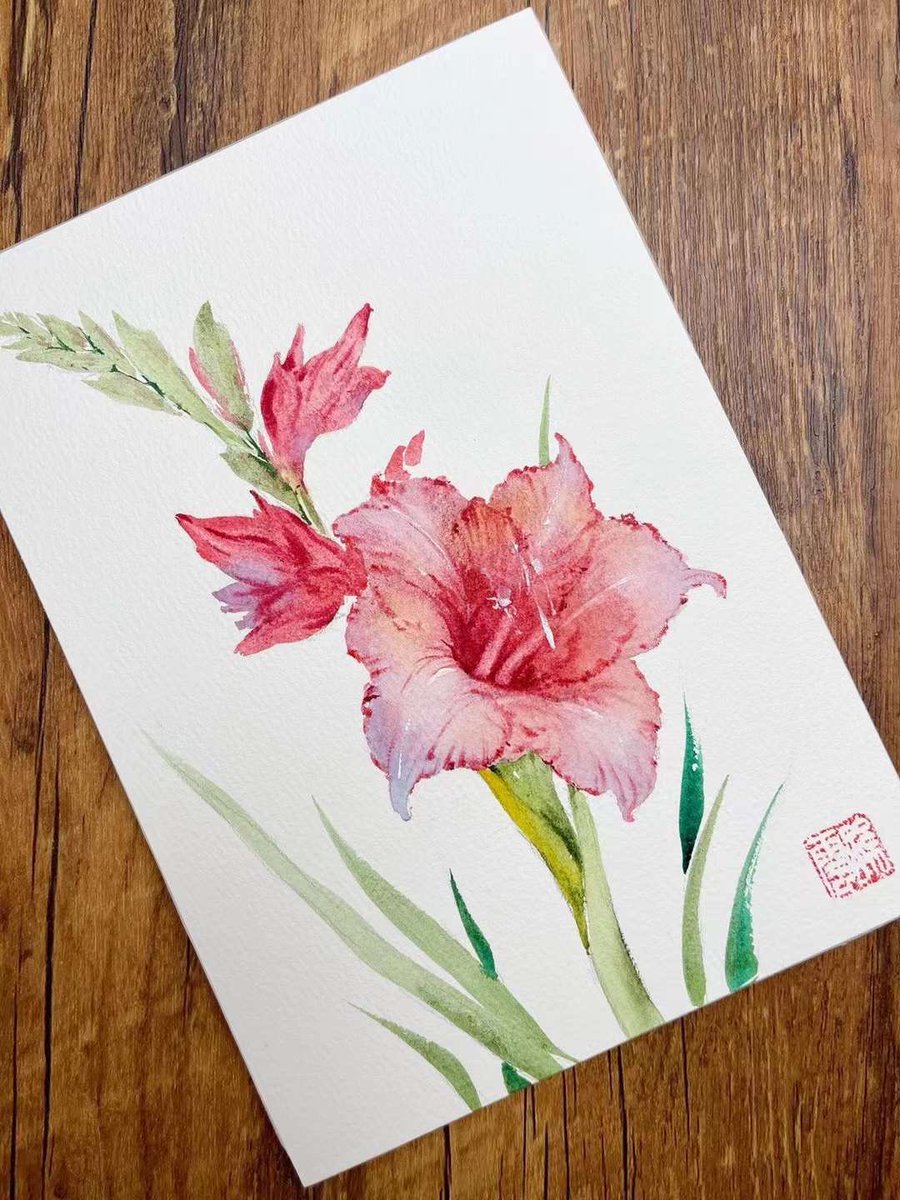 水彩花卉剑兰 #watercolor #watercolorpainting #透明水彩