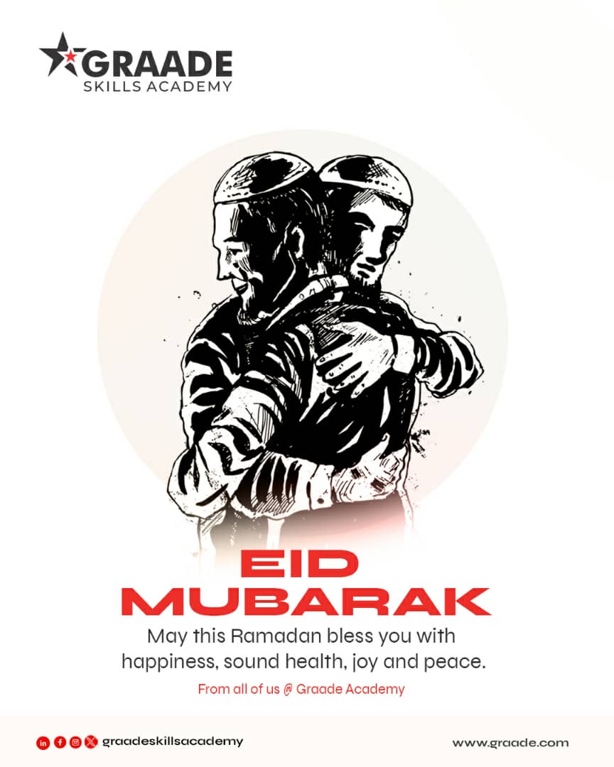 GraadeAcademy's tweet photo. As we bid farwell to Ramadan, may the spirit of Eid fill your heart with happiness and your home with laughter.
Wishing you a joyous Eid-ul-Fitr!
#graade #graadeacademy #graadeskills #graadeskillsacademy #education #trade #eidmubarak #eid2024 #sallah https://t.co/6vP8FrEWM6