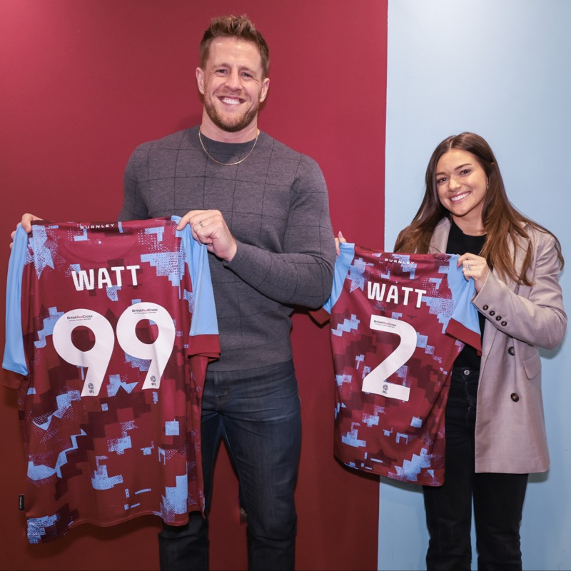 One year ago today, JJ Watt joined the Clarets family 💜💙 #TwitterClarets @JJWatt