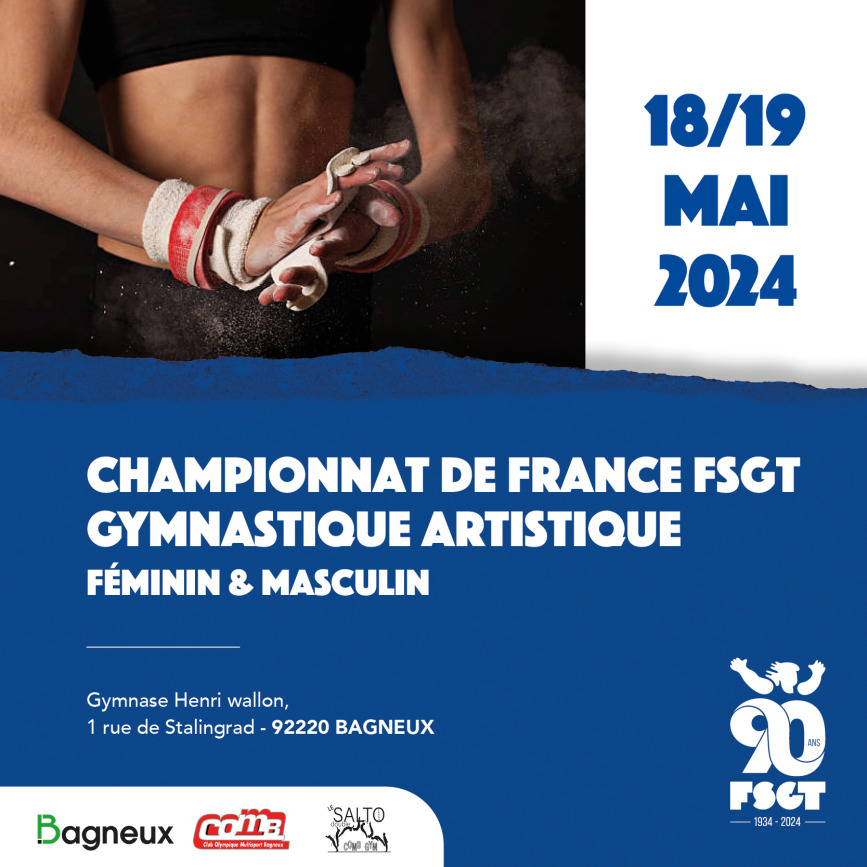 #Gymnastique – Le Championnat de France #FSGT par équipes (GAM GAF) et individuels (GAM) aura lieu les 18 et 19 mai 2024 @VilledeBagneux @hautsdeseinefr 
Infos et inscription: fsgt.org/2024/04/09/gym…
