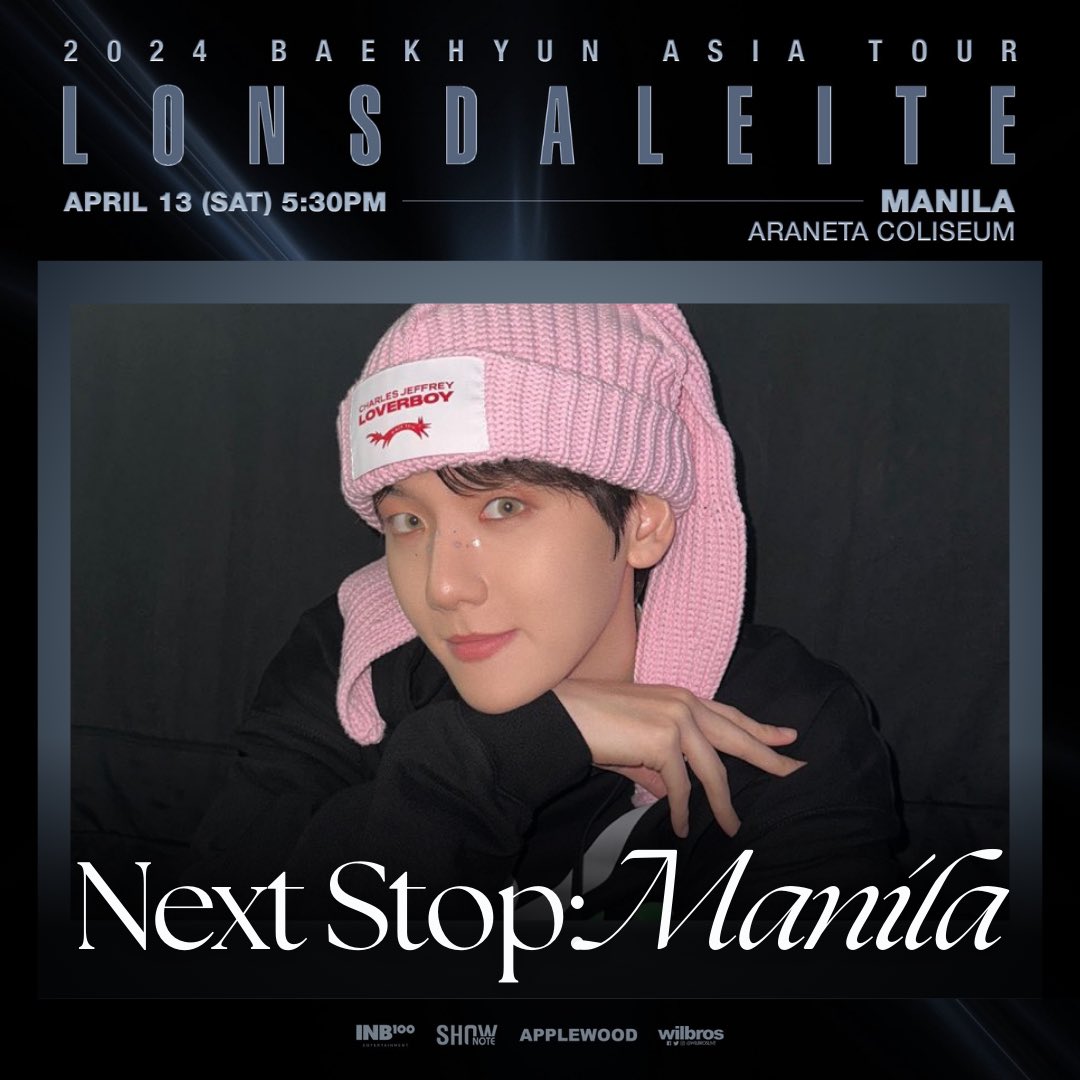 Manila, you are the 2024 BAEKHYUN ASIA TOUR [Lonsdaleite] next stop!

#LonsdaleiteinManila is finally happening this Saturday, April 13, at the Araneta Coliseum!

#LONSDALEITEinMNL by @WilbrosLive