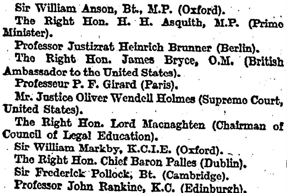 First honorary fellows of the Society of Public Teachers of Law (now @legalscholars ) in 1910, including Chief Baron Palles.