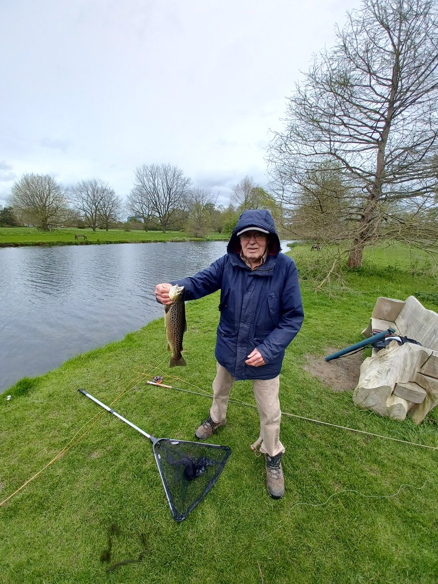 Jim has landed a stunning Brown Trout, it put up a great fight and will be going home for tonight's dinner.