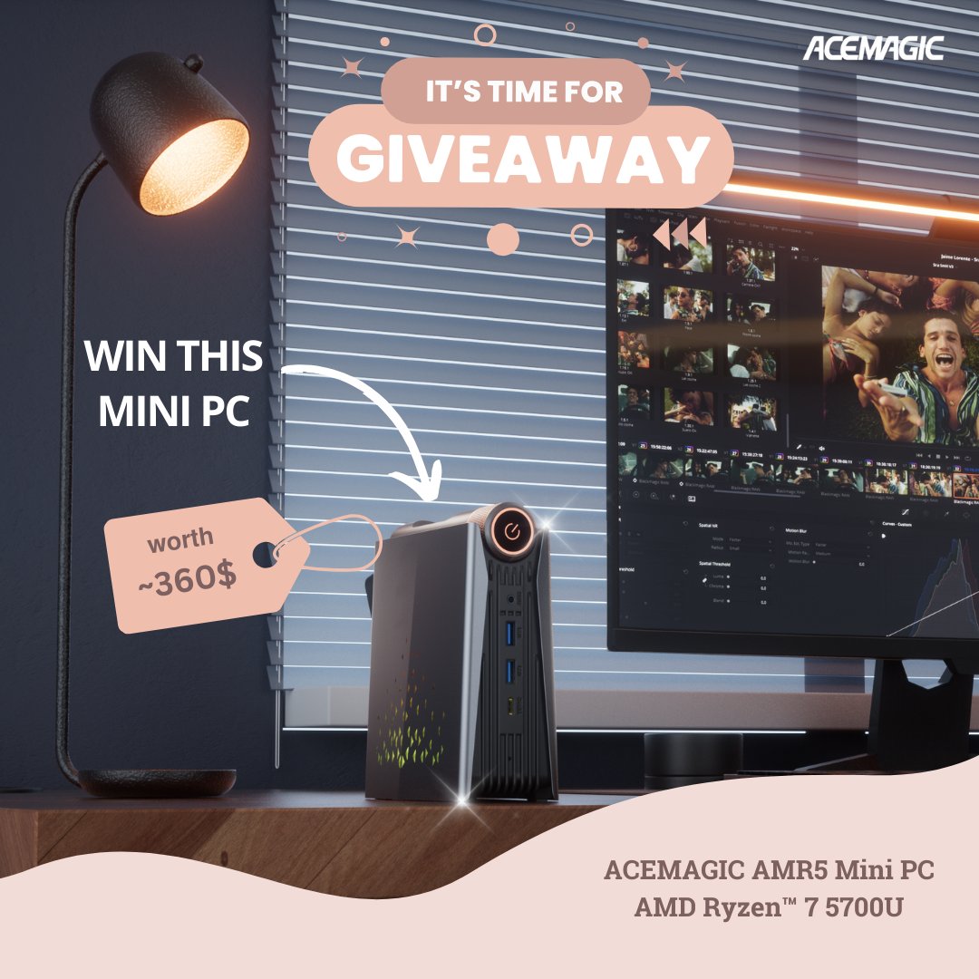 [Giveaway Alert]🎉🚀 We're soaring high thanks to the ACEMAGIC Community! To show our appreciation, we're launching an incredible #Giveaway for a chance to win one #ACEMAGICAMR5 Mini PC 🎁😲🔥

1- Follow @Acemagic_MiniPC & Like this tweet
2- Visit bit.ly/acemagic_member &…