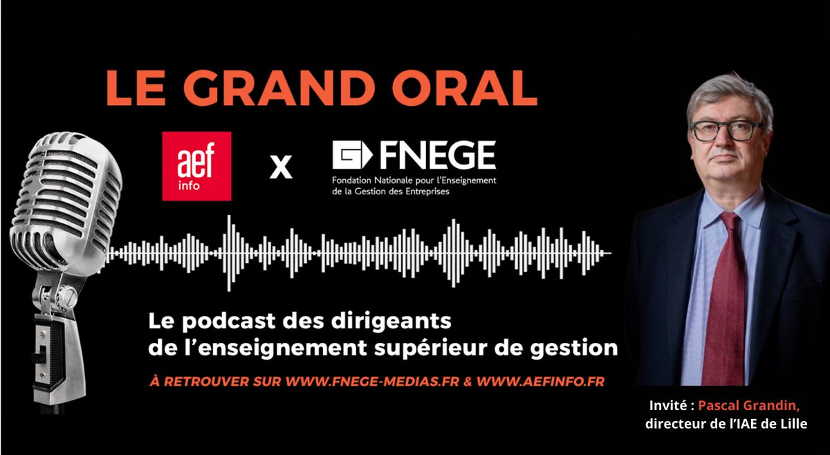 'Nous sommes une composante qui ramène de l’argent à l’université', déclare Pascal Grandin, directeur de l’@IAELille (@univ_lille) dans le podcast 'Le Grand Oral AEF info x @fnege_medias' : aefinfo.fr/podcast/8 et tinyurl.com/bdh4nt47, sur Apple podcasts, Deezer et Spotify!