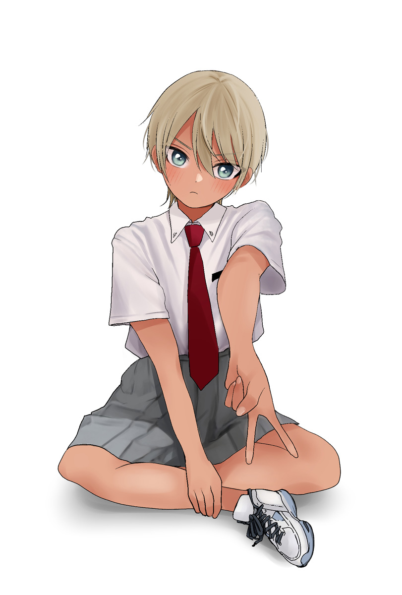 1girl solo looking at viewer blush short hair blue eyes simple background  illustration images