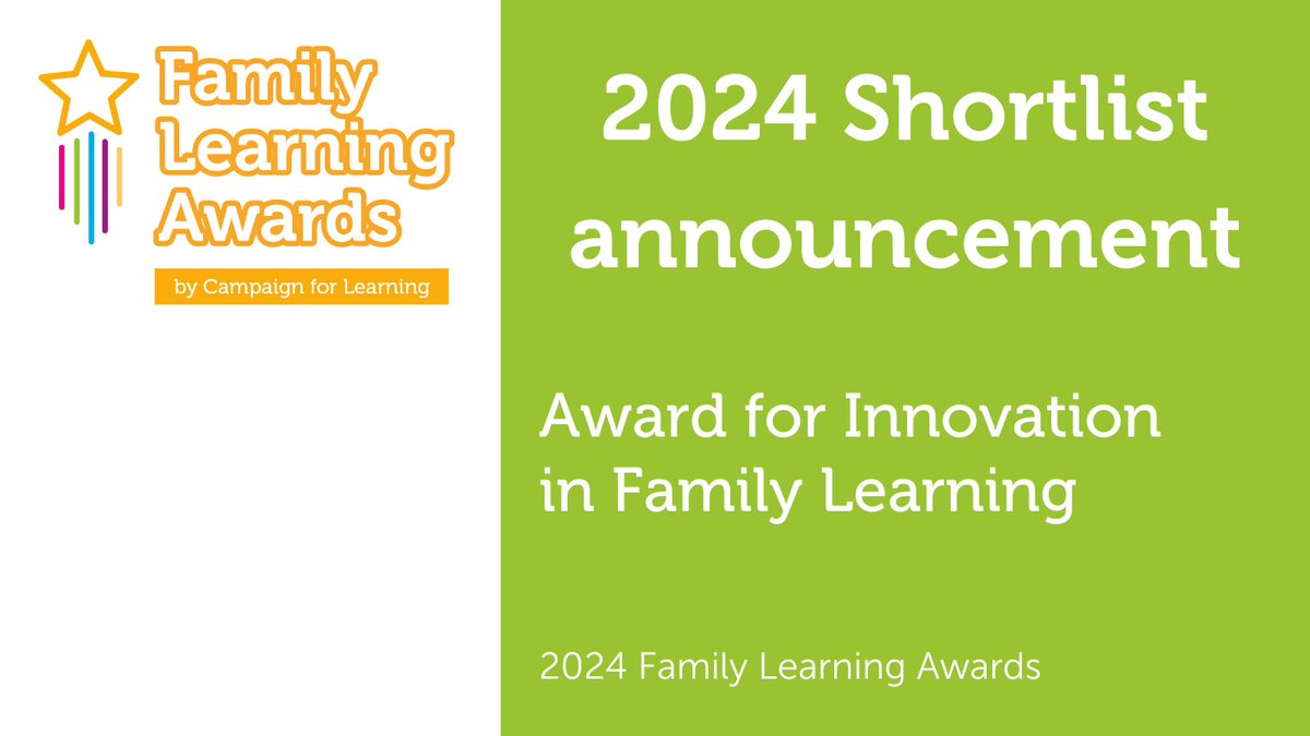 🎉Congratulations to @mk_gallery, @britishmuseum and @abercrombyps who have been shortlisted for the 2024 Award for Innovation in Family Learning. We'll be posting the case studies about these fantastic projects and programmes in the upcoming weeks - winners announced 24th…