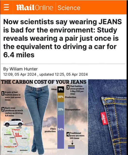 Πόσο πιο χαμηλά αυτοί οι €μπιστημονες? Που θα το τερματίσουν αραγε?
Το να φοράμε λένε τώρα παντελόνια jeans, είναι κακό για το …περιβάλλον..!!#ClimateScam #netzeroscam