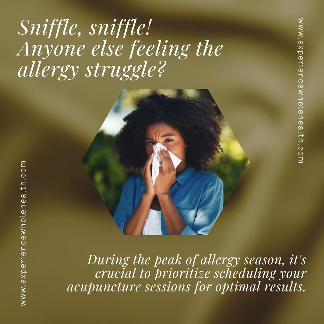 Embrace the season with a sniffle-free life! 🌼 Don't let allergies hold you back - prioritize your health with acupuncture sessions for optimal results. #AllergySeason #HealthFirst