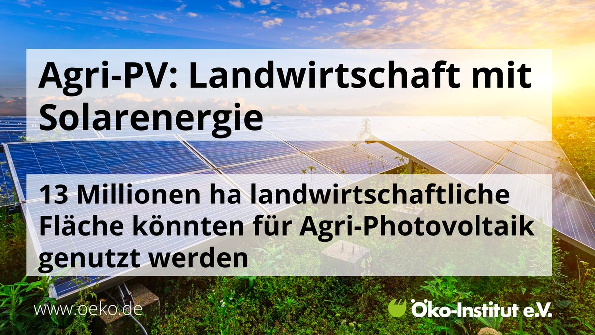 Kann man #Photovoltaikanlagen auf Ackerflächen stellen? #AgriPV ist ein effektiver Ansatz, um vorhandene Flächen effektiver zu nutzen. Neue Studie gibt einen Überblick zum Potenzial: oeko.de/news/pressemel…
