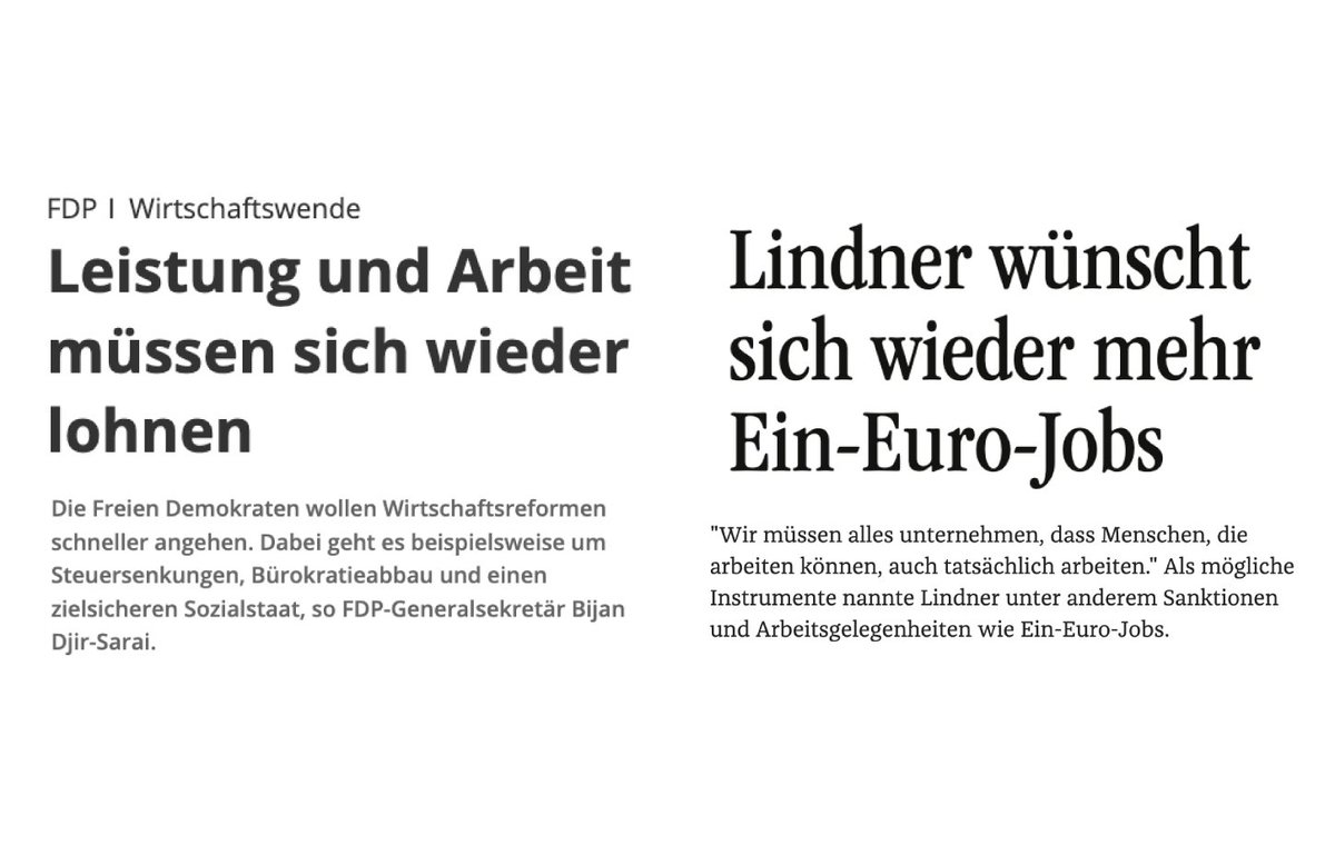 Leistung muss sich wieder lohnen. Außer du bist arm, dann buckelst du dich gefälligst für 'nen Appel & ein Ei ab! 🤡